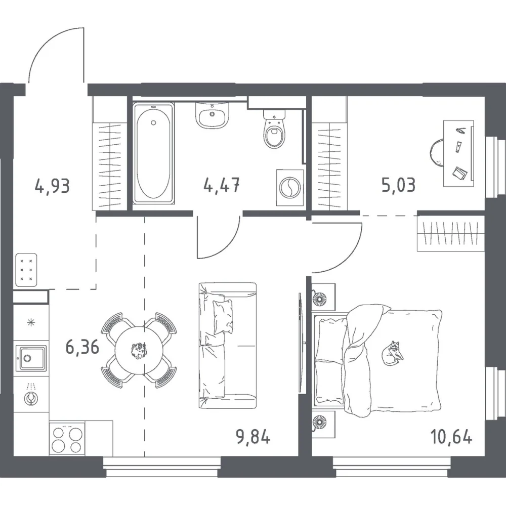 ЖК «Донские Легенды»: евродвушка 41,27 м², планировка